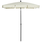 Chapéu de Sol Retangular de Jardim 198x130x240cm Chapéu de Sol de Alumínio com Função de Inclinação para Terraço Pátio Exterior Creme — foto 1