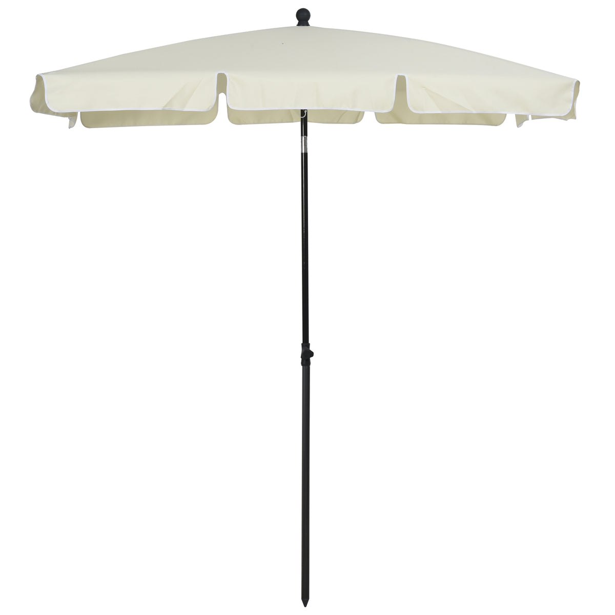 Chapéu de Sol Retangular de Jardim 198x130x240cm Chapéu de Sol de Alumínio com Função de Inclinação para Terraço Pátio Exterior Creme — foto 1