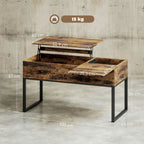 Mesa de Centro Elevatória Mesa de Café com Bancada Deslizante Fecho Suave e Espaço Oculto de Arrumação 100x45x67 cm Castanho Rústico — foto 3