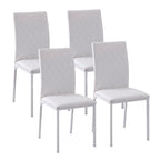 Conjunto de 4 Cadeiras de Sala de Jantar Estofadas com Pés de Metal Cadeiras Modernas para Cozinha Carga Máxima 41x50x91cm Branco — foto 1