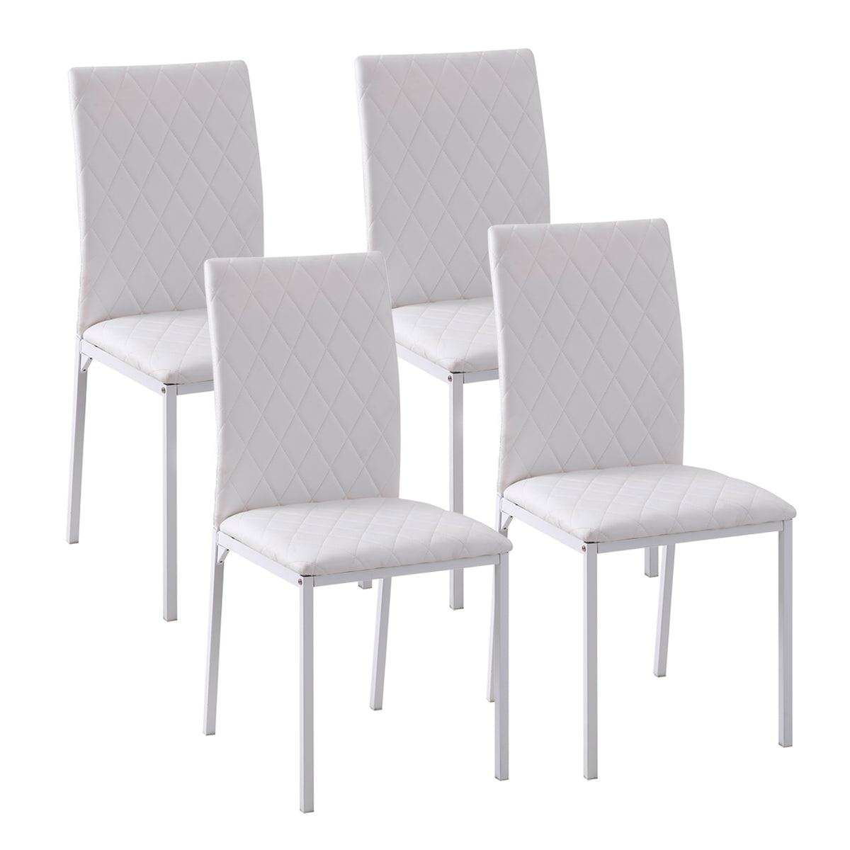Conjunto de 4 Cadeiras de Sala de Jantar Estofadas com Pés de Metal Cadeiras Modernas para Cozinha Carga Máxima 41x50x91cm Branco — foto 1