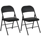 Conjunto de 2 Cadeiras Dobráveis Cadeiras Dobráveis com Encosto e Estrutura de Aço para Sala de Estar Escritório Estúdio 45x46x78 cm Preto — foto 1