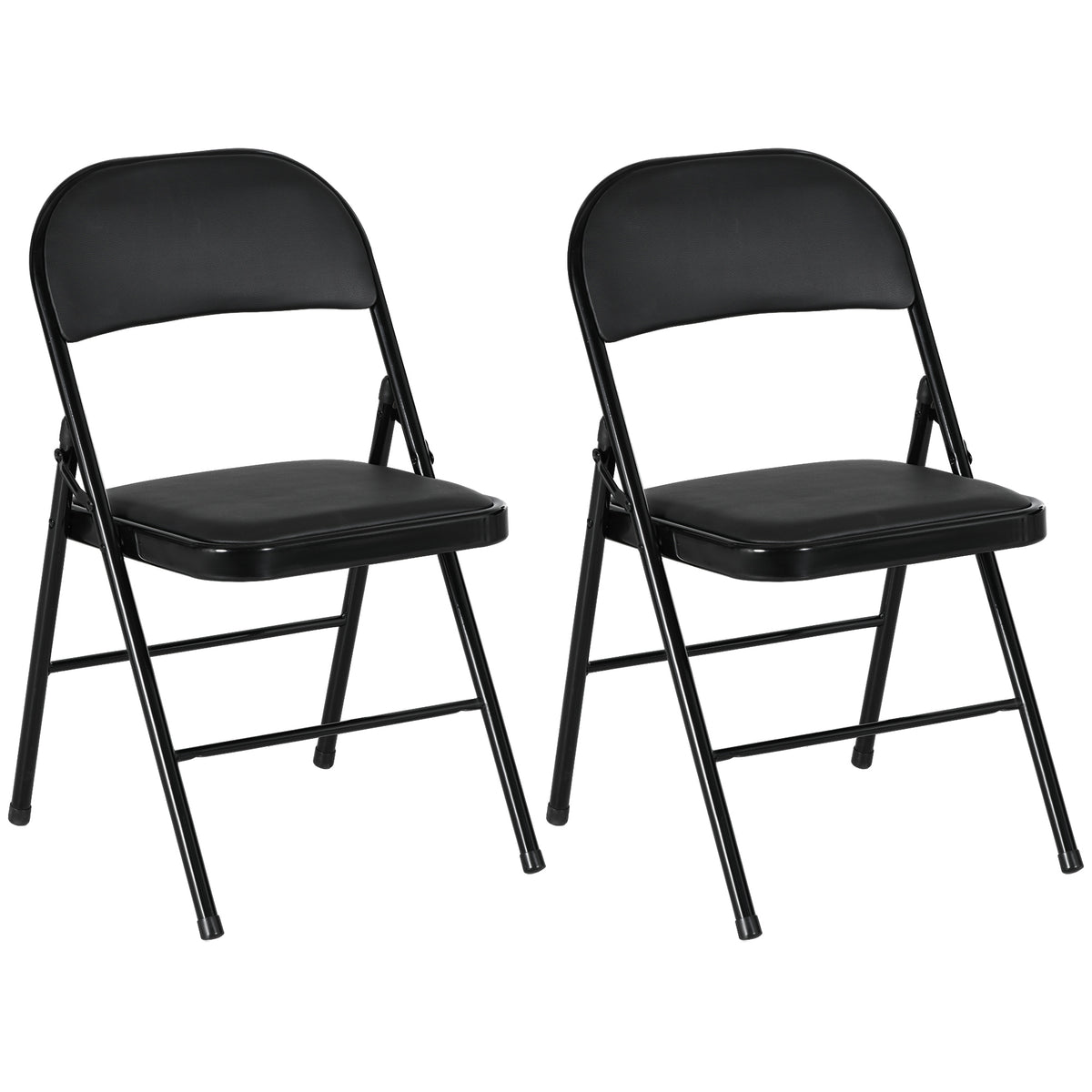 Conjunto de 2 Cadeiras Dobráveis Cadeiras Dobráveis com Encosto e Estrutura de Aço para Sala de Estar Escritório Estúdio 45x46x78 cm Preto — foto 1