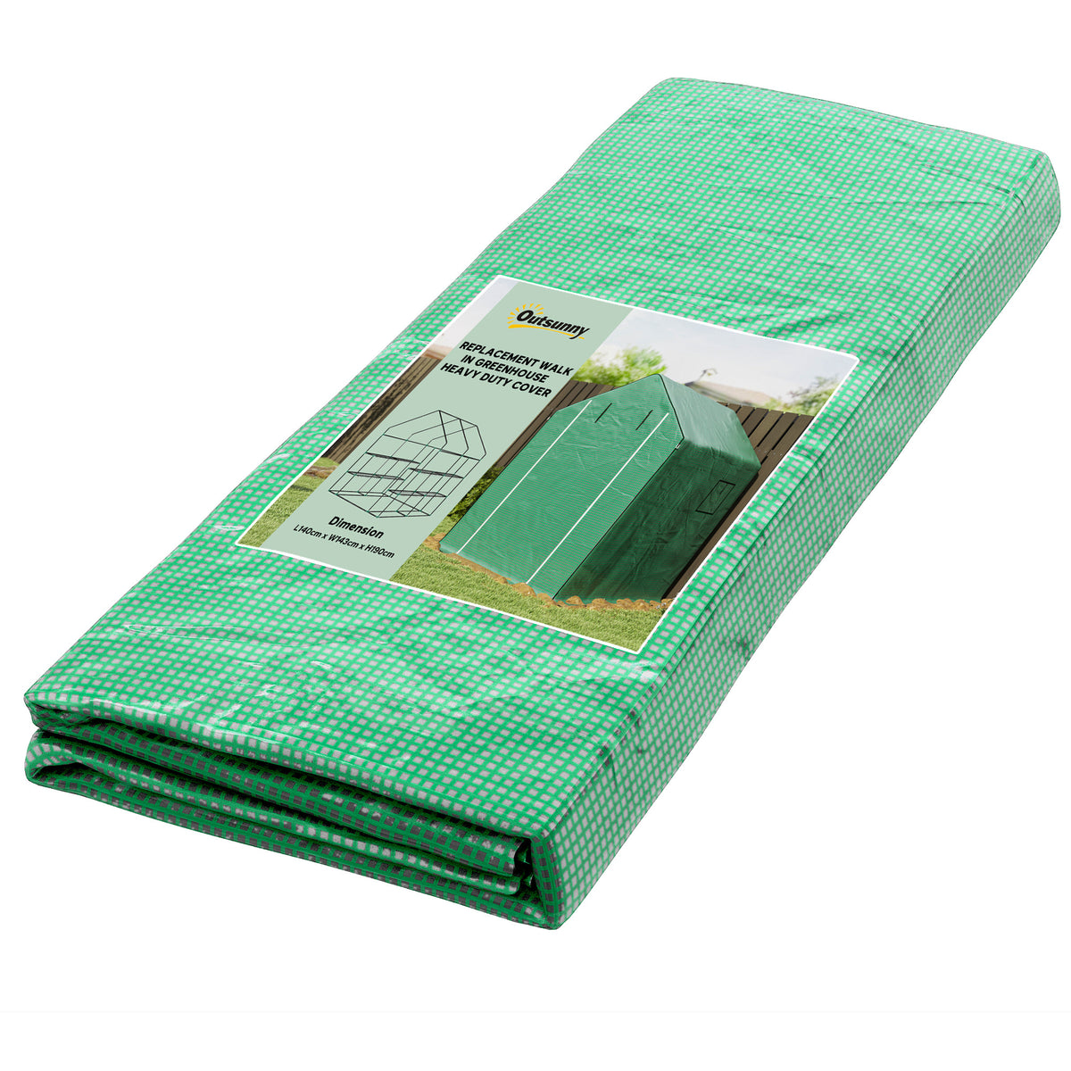 Cobertura para Estufa 140x143x190 cm Cobertura de Substituição para Estufa com Janela Porta com Fecho de Correr Anti-UV Proteção de Plantas para Jardim Verde — foto 1