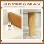 Poltrona de Sala Estofada em Veludo com Apoios de Braço e Pernas de Madeira Poltrona Compacta 120 kg para Quarto Escritório 72x76x74 cm Creme — foto 6
