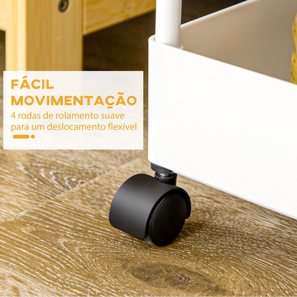 Carrinho Auxiliar com Rodas Carrinho de Armazenamento com 4 Cestas e 4 Ganchos Amovíveis para Cozinha Casa de Banho Sala de Estar 40x19x90 cm Branco — foto 5