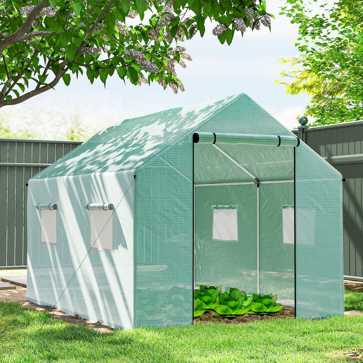 Estufa tipo Túnel 2x3x2 m Estufa de Exterior com 4 Janelas de Malha e Porta com Fecho de Correr Estufa para Cultivos Anti UV para Pátio Jardim Verde — foto 2