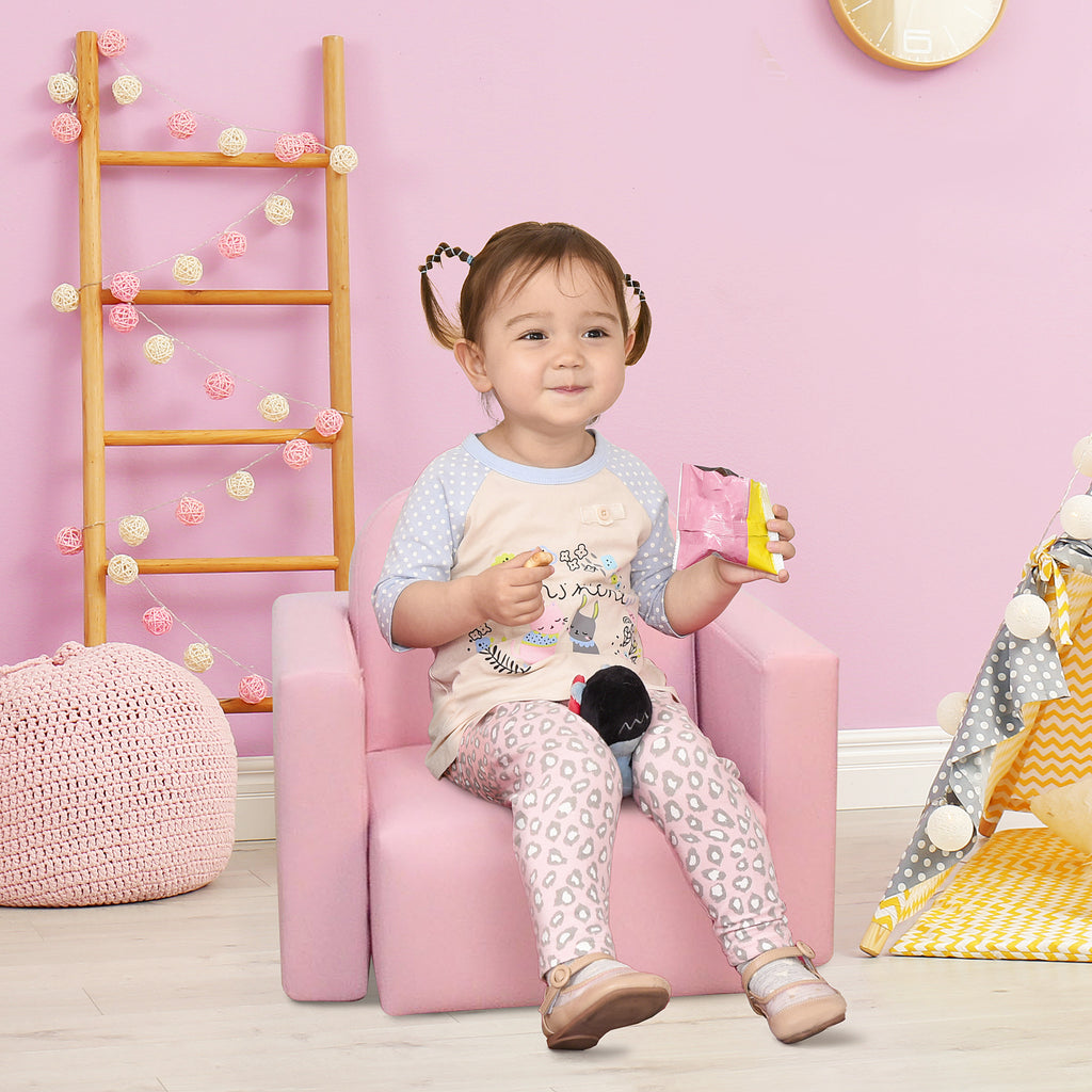 Conjunto 2 em 1 Poltrona infantil multifuncional conversível em cadeira e mesa para crianças acima de 3 anos 33x35x41 cm Rosa — foto 2