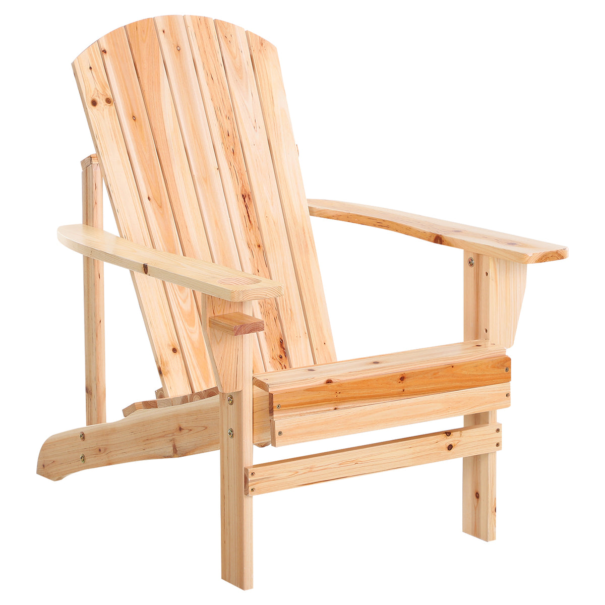 Cadeira Adirondack de Madeira Cadeira de Jardim com Apoio para os Braços Encosto Alto para Terraço Balcão Exterior 72,5x97x96cm Natural — foto 1