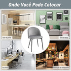 Conjunto de 2 Cadeiras de Sala de Jantar com Asento e Encosto Acolchoados Estofadas em Veludo Suave Desenho Moderno Carga Máxima 90 kg 49x50x77 cm Cinza — foto 5