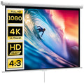 Ecrã de Projeção Manual 84 Polegadas Tela de Projeção Portátil Formato 4:3 Ângulo de Visão de 160° para Interior e Exterior Cinema em Casa 165x124 cm Branco — foto 1