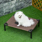 Cama para Animais de Estimação Cama Elevada para Cães Gatos Portátil Tecido Transpirável para Exterior Interior 64x46x18cm Marrom — foto 2