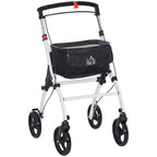 Andarilho para Idosos Dobrável de Alumínio Andador para Pessoas Maiores com 4 Rodas e Bandeja Andarilho com Altura Ajustável Travão e Bolsa de Transporte 64,5x54x90-102 cm Preto e Branco — foto 1