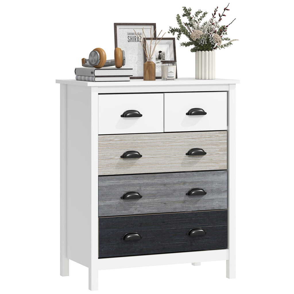 Cómoda com 5 Gavetas Cómoda para Dormitório Moderna com Desenho Anti-Tombo Cómoda para Sala de Estar Corredor 70x38x85 cm Branco — foto 1