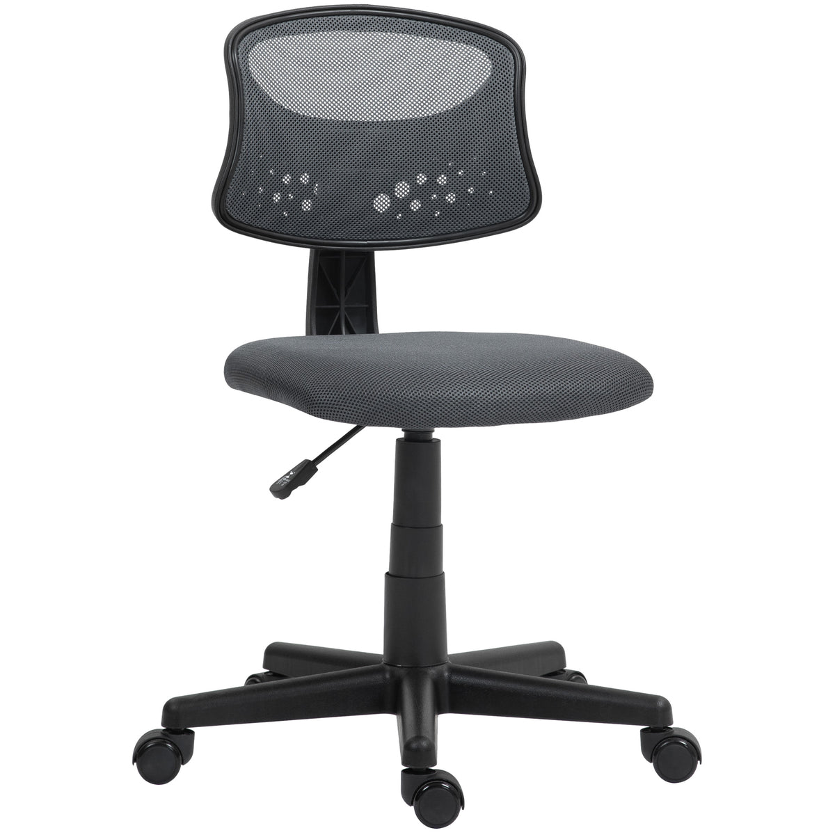 Cadeira de Escritório sem Apoio para os Braços Cadeira de Escritório Giratória com Encosto de Malha Respirável Altura Ajustável Carga 120 kg 43x48x78-88 cm Cinza — foto 1