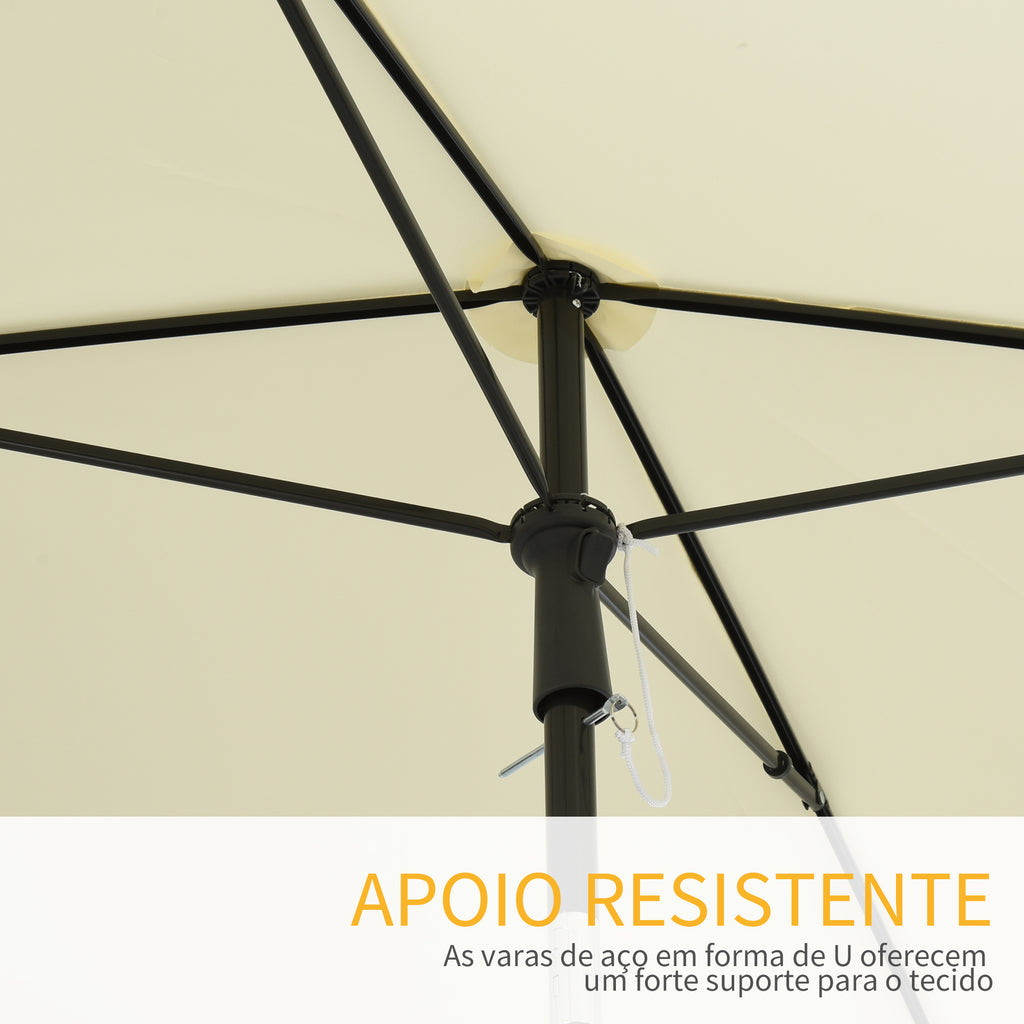 Chapéu de Sol Retangular de Jardim 198x130x240cm Chapéu de Sol de Alumínio com Função de Inclinação para Terraço Pátio Exterior Creme — foto 7