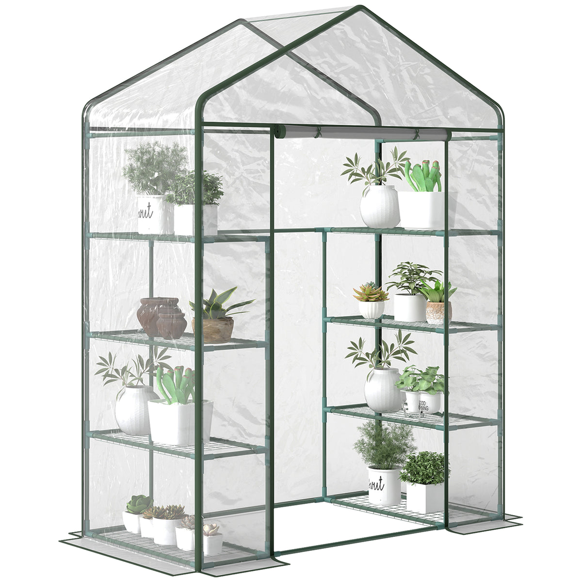 Estufa de Jardim Estufa para Cultivo de Plantas com 8 Prateleiras Cobertura de PVC e Estrutura de Aço 143x73x195 cm Transparente e Verde — foto 1