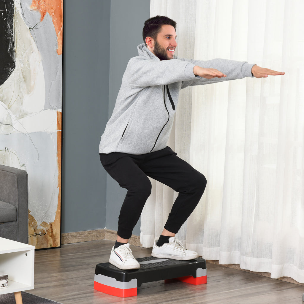 Step para Exercício Aeróbico Plataforma Step com Altura Ajustável em 2 Níveis com Carga Máxima 150kg para Exercício em Academia Casa 68x29x10-15cm Preto e Vermelho — foto 7