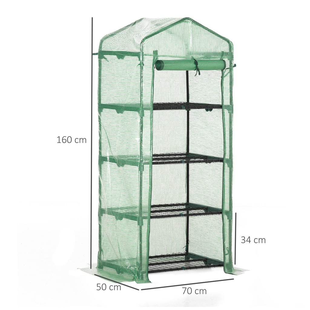 Estufa de Jardim com 4 Prateleiras e Cobertura de PE Estufa de Aço para Cultivo de Plantas Flores 70x50x160cm Verde — foto 3