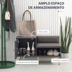 Banco Sapateira com Compartimento Aberto e Almofada Acolchoada para 4 Pares de Sapatos para Entrada Corredor 80x33x49 cm Cinza Escuro — foto 4