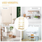 Suporte para Cabides de Bambu Cabideiro com Prateleira de 3 Níveis com Barra e Cabide Lateral para Roupas Bolsas 70x42x164cm Madeira — foto 6