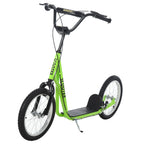 Trotinete para Crianças acima de 5 Anos e Adolescentes com Guiador Ajustável em Altura 2 Pneus de Borracha Insufláveis com Travagem Dupla e Rodas 16" Carga 100 kg 139x58x90-96 cm Verde — foto 1