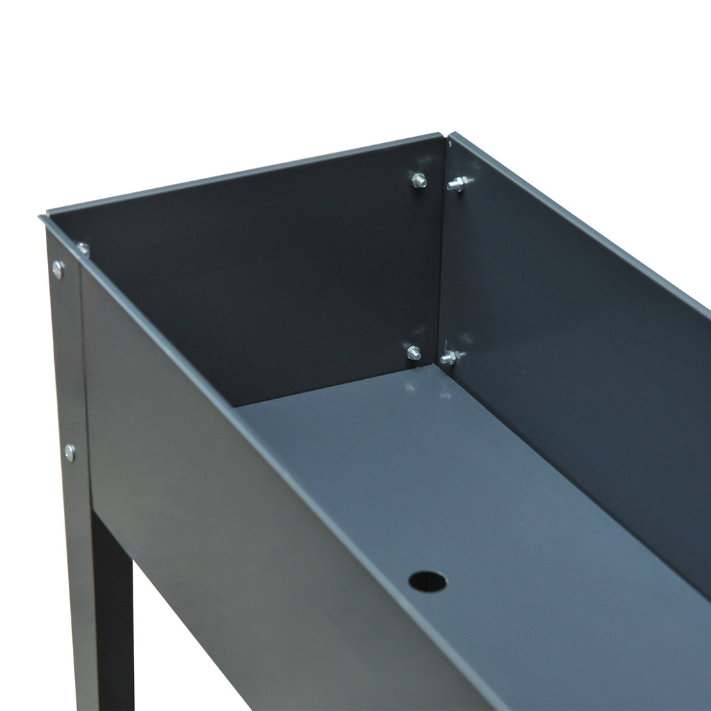 Horta Urbana Elevada para Jardim e Terraço, Floreira Retangular Elevada, Mesa de Cultivo para Plantas, Legumes e Flores com 3 Orifícios de Drenagem, 100x30x80 cm, Cinzento — foto 8