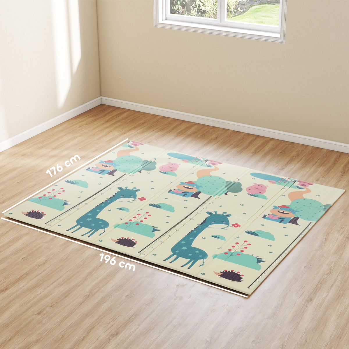 Tapete de Atividades para Bebé Acolchoado Dobrável e Reversível 196x176x1,5 cm Tapete de Brincar para Bebé XPE Dupla Face Impermeável Multicolor - Modelo 2 — foto 3