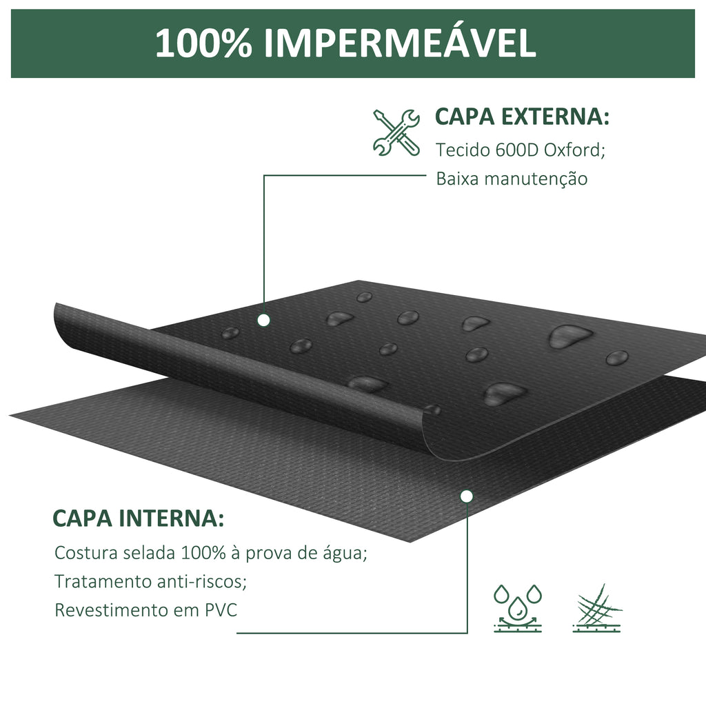 Capa Protetora para Móveis de Jardim 154x94x66cm Cobertura de Móveis Mesas Exterior Tecido Oxford 600D Impermeável com Fivela para Pátio Terraço Preto — foto 5