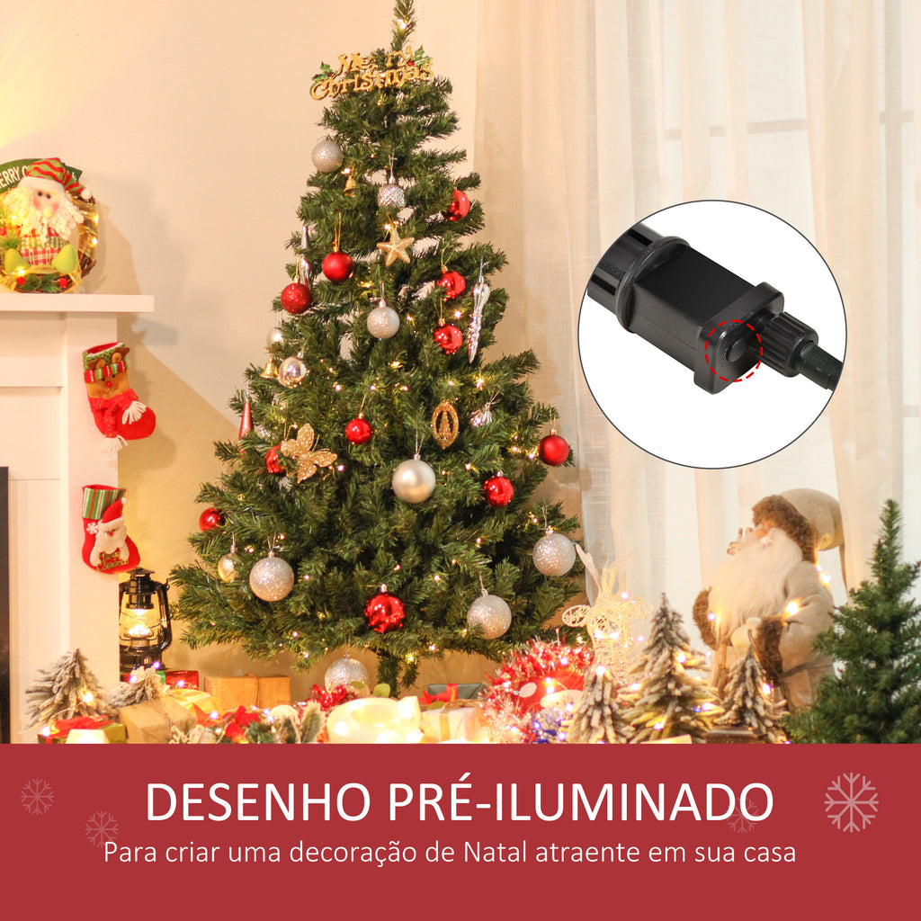 HOMCM Árvore de Natal Artificial com 490 Ramos 170 Luzes LED e Base Dobrável de Metal para Interior Ø75x150 cm Verde — foto 6