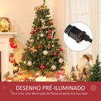 HOMCM Árvore de Natal Artificial com 490 Ramos 170 Luzes LED e Base Dobrável de Metal para Interior Ø75x150 cm Verde — foto 6
