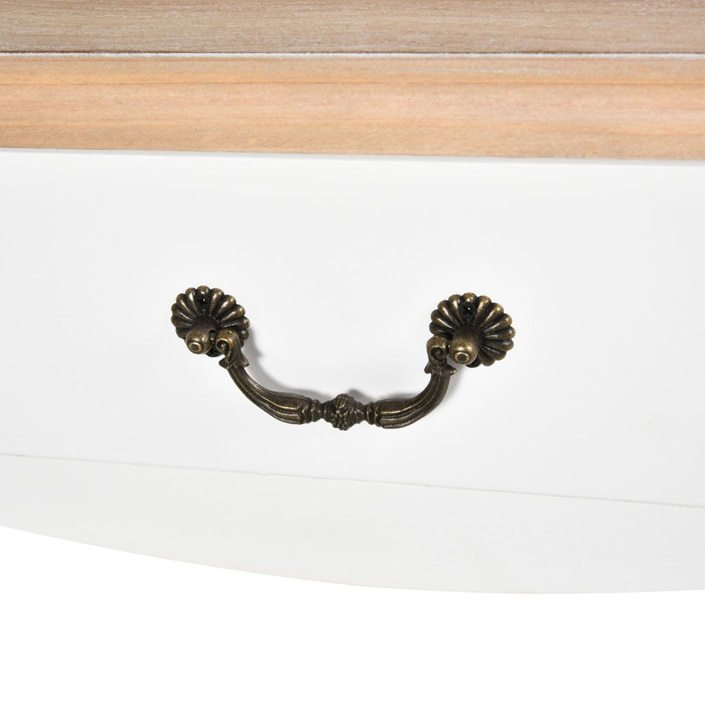 Mesa Consola Mesa Auxiliar com 2 Gavetas para Entrada Corredor Sala de Estar 87x34x78,5cm Branco e Madeira — foto 9
