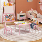 Mesa Infantil com 2 Cadeiras Mesa e Cadeiras para Crianças com Estampados de Animais para Meninos e Meninas de 3-8 Anos para Casa Escola Infantil Rosa — foto 2