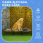 Cama para Animais de Estimação Cama Elevada para Cães Gatos com Tecido Transpirável para Dormir Relaxar Exterior Jardim Terraço 122x92x23cm Marrom — foto 4