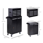 Carro de Ferramentas com Rodas Carro de Ferramentas Móvel com 5 Gavetas Armário de Armazenamento e Almofada Antiderrapante Carga 52kg para Garagem 60x28x104,5cm Preto — foto 3