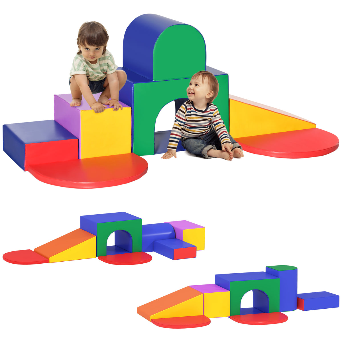 Conjunto de 7 Blocos de Psicomotricidade para Crianças Blocos de Constução Figuras de Construção Brinquedo para Aprendizagem para Escalar Gater Multicor — foto 1