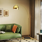 Candeeiro de Pé em Forma de Arco com Altura e Comprimento Ajustáveis Candeeiro de Leitura para Lâmpadas E27 Potência Máxima 40W com Interruptor de Pé 110-115x30x170-180 cm Dourado e Preto — foto 2