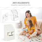 Estante de Madeira para Brinquedos com 3 Compartimentos 2 Cubos e Gaveta Móvel com 4 Rodas Estante para Livros Infantil para Dormitório Infantil Sala de Jogos 60x29,9x90cm Branco — foto 5