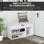 Banco Sapateira com Armazenamento Gaveta Prateleira e Assento Acolchoado para Entrada Estilo Moderno 80x30x47cm Branco — foto 5