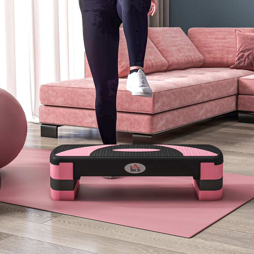 Step para Exercício Aeróbico Plataforma Step com Altura Ajustável em 3 Níveis com Carga Máxima 150kg para Exercício em Academia Casa 80x31x10-20 cm Rosa e Preto — foto 7