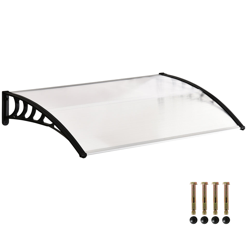 Marquise de Proteção para Portas e Janelas Contra Sol e Chuva Telhado de Proteção com Desenho Moderno 150x90x25 cm Transparente e Preto — foto 1