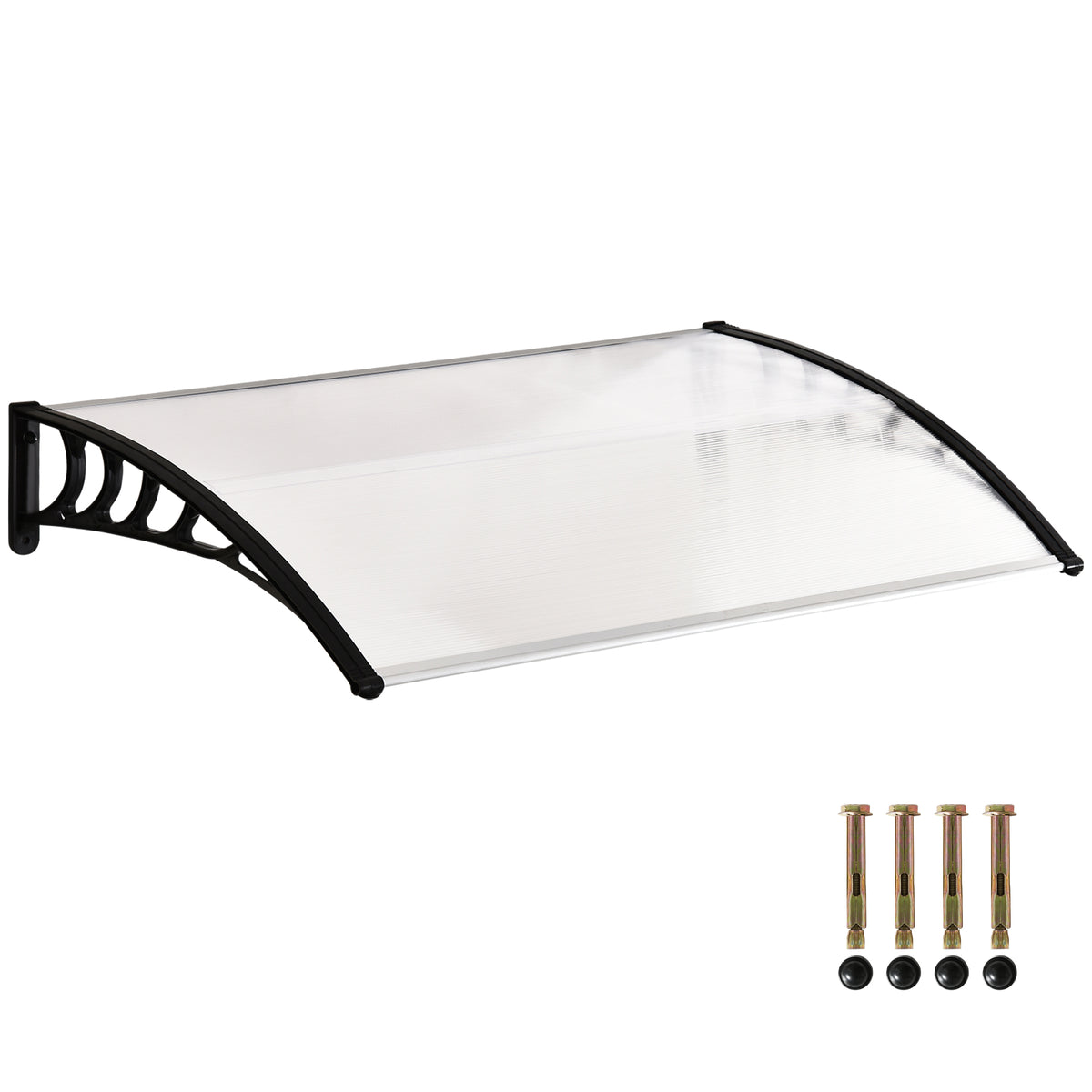 Marquise de Proteção para Portas e Janelas Contra Sol e Chuva Telhado de Proteção com Desenho Moderno 150x90x25 cm Transparente e Preto — foto 1