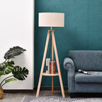 Candeeiro de Pé Moderno para o Quarto com Lâmpadas de E27, 40W e Interruptor de Pé, com Base de Tripé Inoxidável 154cm — foto 2