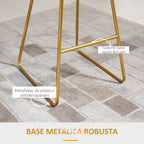Conjunto de 2 Bancos Altos de Cozinha com Assento em Tecido Bancos de Bar Cadeiras Acapulco com Encosto e Apoio para os Pés para Sala de Jantar 52,5x47x97 cm Dourado — foto 5