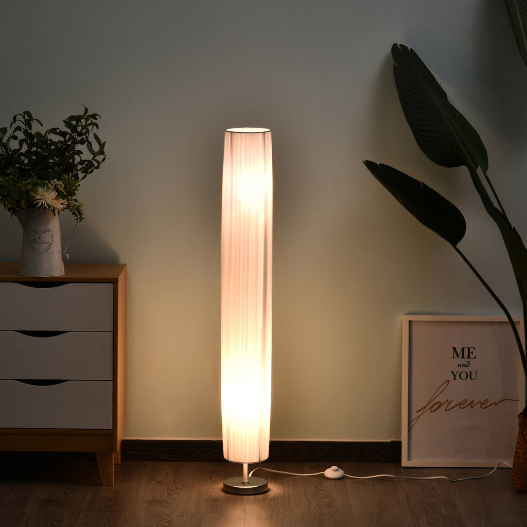 Candeeiro de Pé Moderno para Dormitório Sala de Estar com Interruptor de Pé e Base de Aço Inoxidável Ø15x120 cm Branco — foto 2