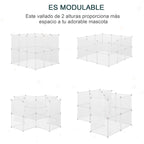 Recinto para Pequenos Animais Recinto Modular de Metal com 12 Painéis e 24 Conectores para Coelhos Porquinhos da Índia 105x105x45 cm Branco — foto 7