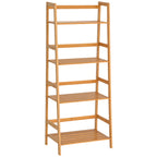 Estante de Bambu com 4 Prateleiras Estante em Forma de Escada para Casa de Banho Sala de Estar Escritório 48x31,5x120 cm Madeira — foto 1