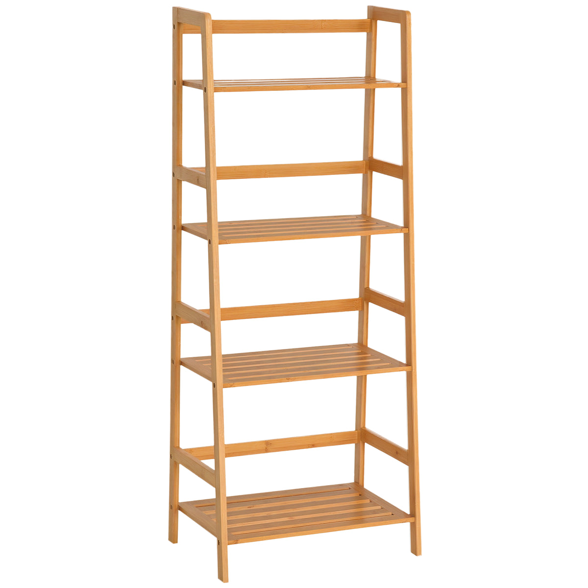 Estante de Bambu com 4 Prateleiras Estante em Forma de Escada para Casa de Banho Sala de Estar Escritório 48x31,5x120 cm Madeira — foto 1