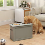 Comedouro Elevado para Cães Comedouro para Cães com 2 Tigelas de Aço Inoxidável e Espaço de Armazenamento Oculto 60x30x41 cm Cinzento — foto 2