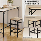 Conjunto de Mesa de Bar com 4 Bancos com Apoio para os Pés Conjunto de Móveis de 5 Peças Mesa de 100x60x88cm e Bancos de 32x32x57cm para Sala de Jantar Cozinha Preto e Carvalho — foto 5
